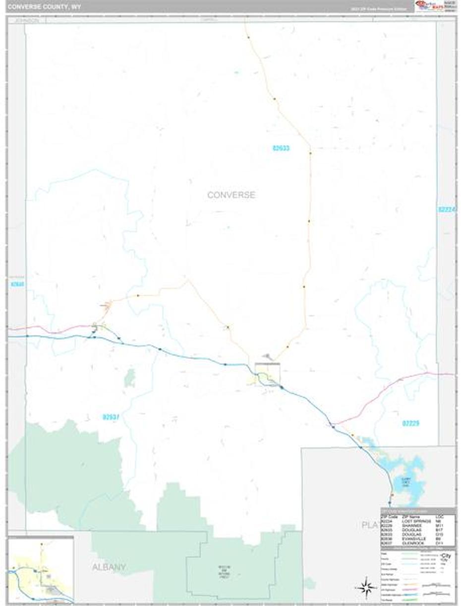 Converse County, Wy Wall Map Premium Style By Marketmaps, Converse, United States, United States  Simple, Cool United States