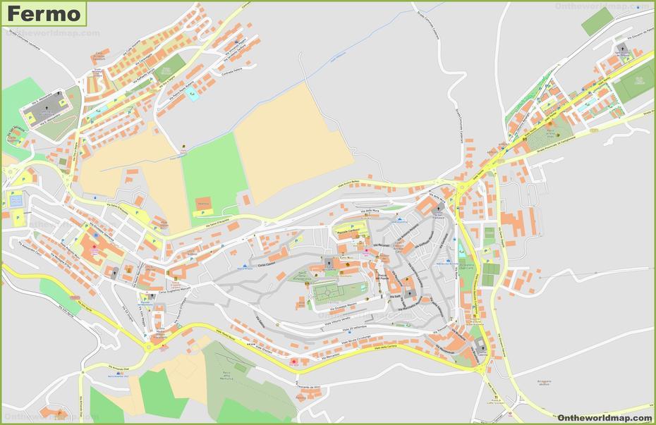 Detailed Map Of Fermo, Fermo, Italy, Anzio Italy, La Marche Italy