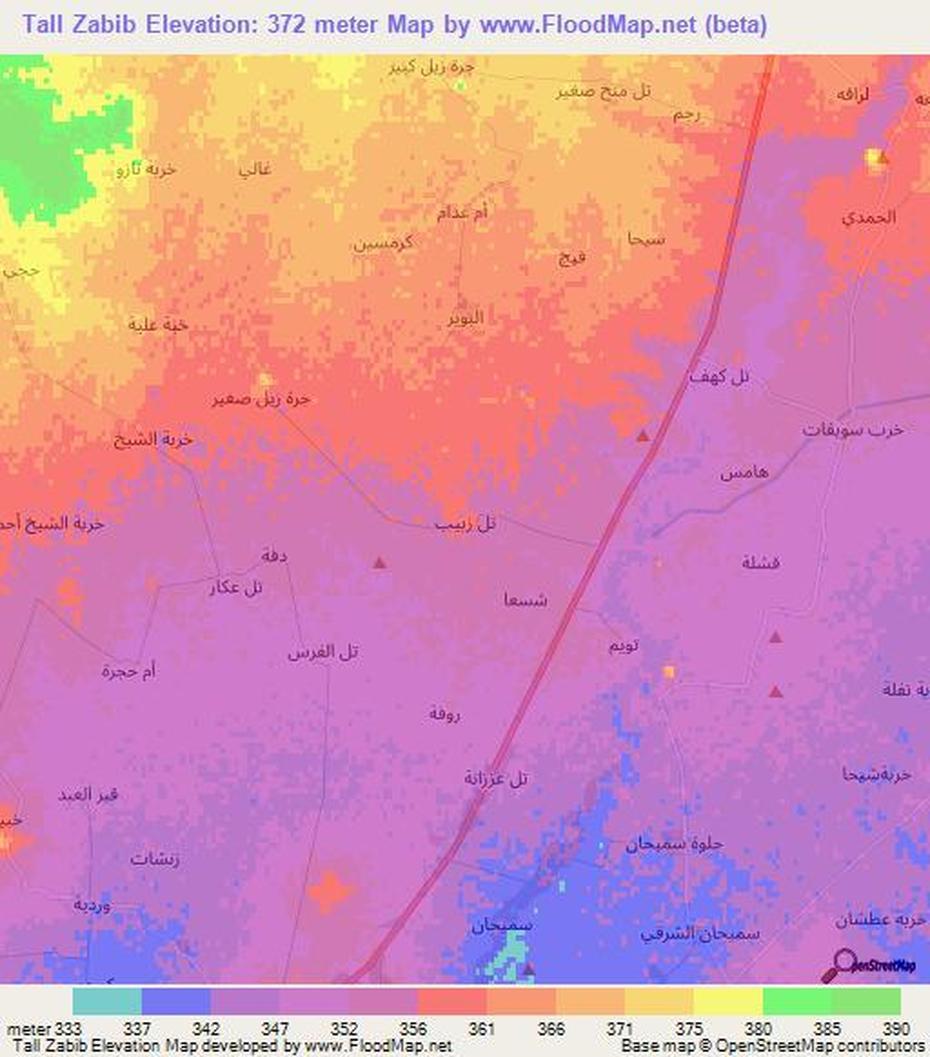 Elevation Of Tall Zabib,Syria Elevation Map, Topography, Contour, Tall Salḩab, Syria, Ancient Syria, Syria  Outline