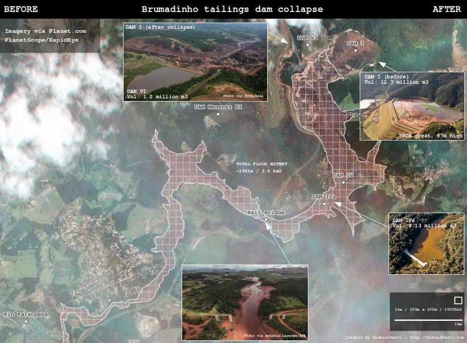 First Look At Planet Imagery Of The Brumadinho (Brazil) Dam Collapse, Brumadinho, Brazil, Inhotim Brazil, Belo Horizonte  Minas Gerais