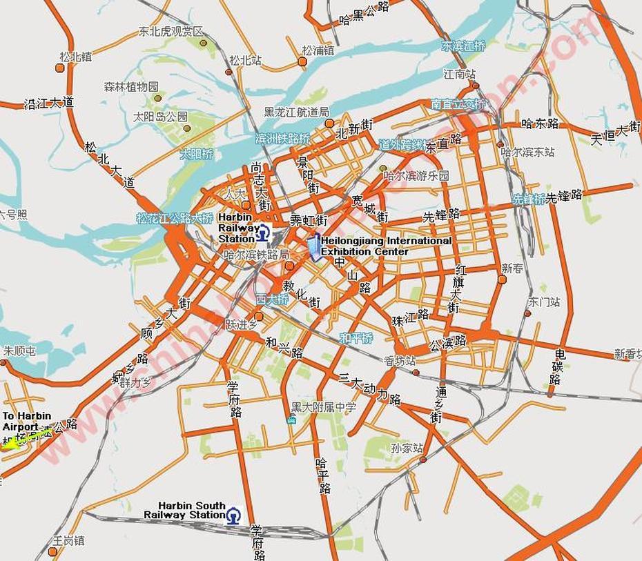 Harbin Map, Harbin, China, Heilongjiang, Daqing China