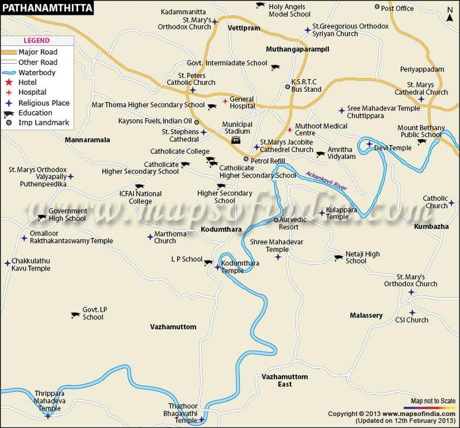 Kerala  With Cities, Kottayam District, City , Pathanāmthitta, India