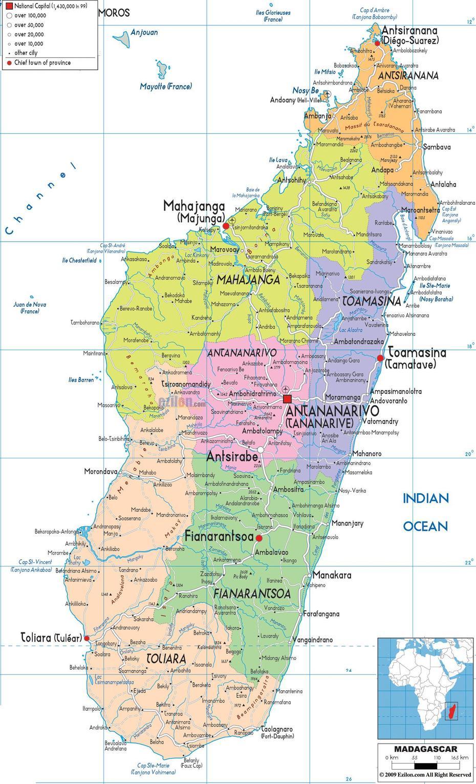 Large Detailed Administrative Map Of Madagascar With All Cities, Roads …, Ambatomainty, Madagascar, Madagascar Road, Madagascar Mountains