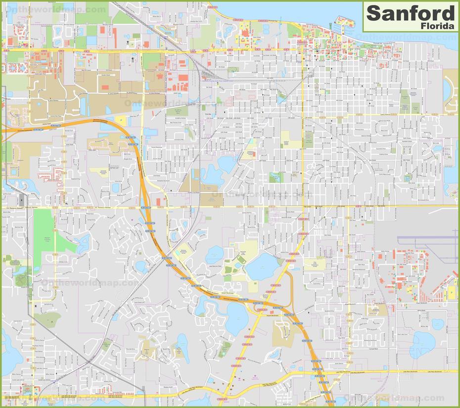Large Detailed Map Of Sanford, Sanford, United States, United States  Colored, United States  With Capitals Only