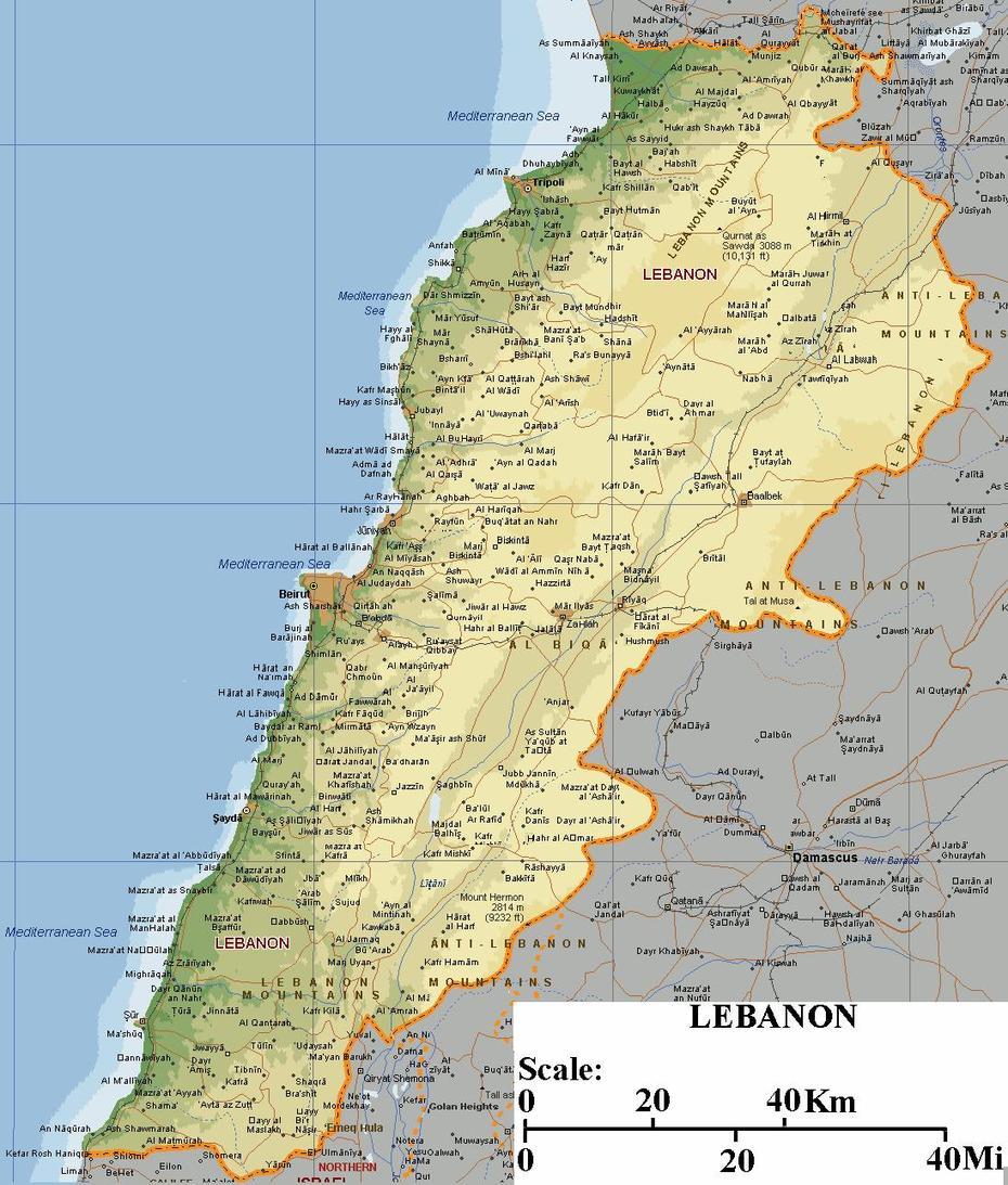 Lebanon Map, Jbaïl, Lebanon, Jabal El Sheikh, Jabal Moussa Biosphere Reserve