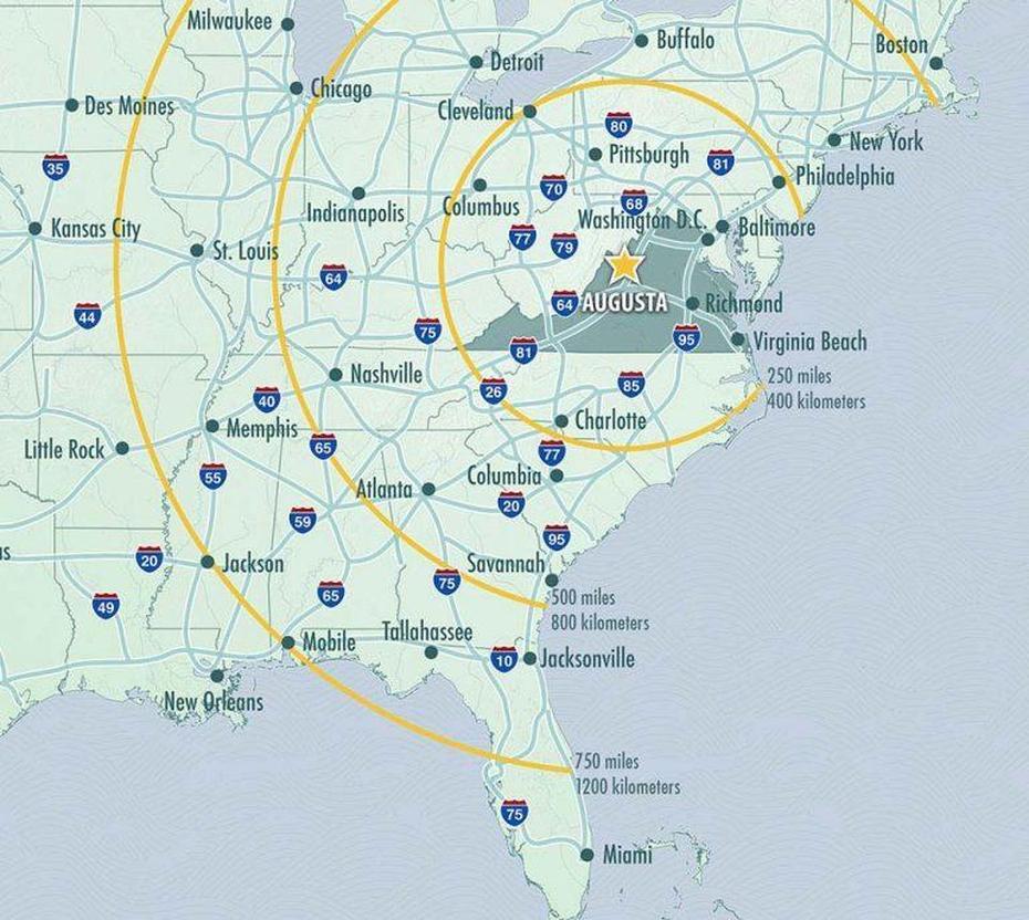 Map – Augusta County Economic Development, Augusta, United States, Showing United States, United States  Color