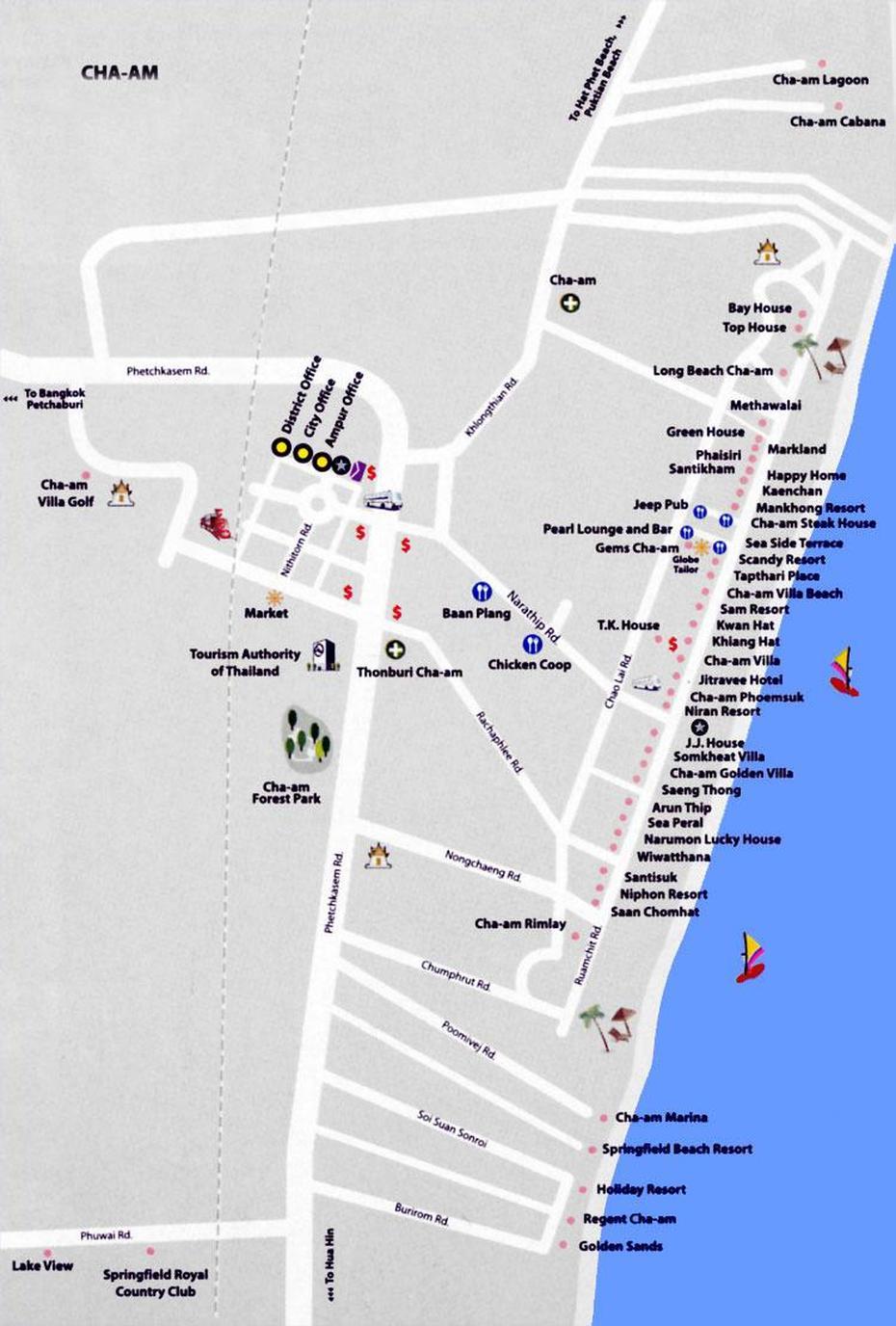 Maps Of Thailand- Chaam, Cha-Am, Thailand, Hua Hin Tourist, Pranburi