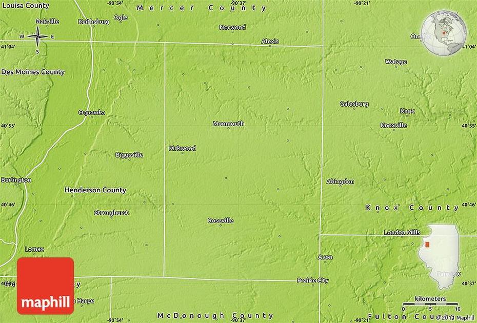 Physical Map Of Warren County, Warren, United States, United States America, The Whole United States