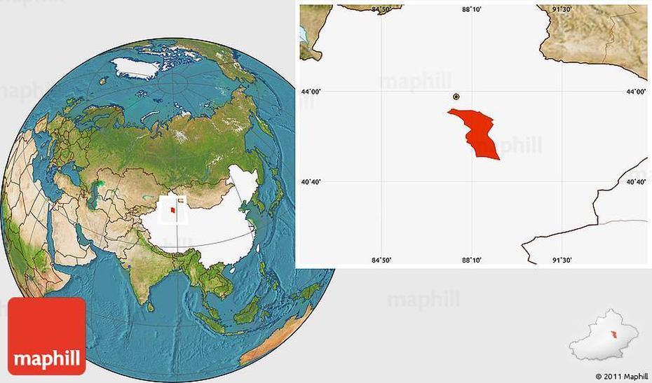 Satellite Location Map Of Toksun, Highlighted Country, Toksun, China, South China, China  Graphic