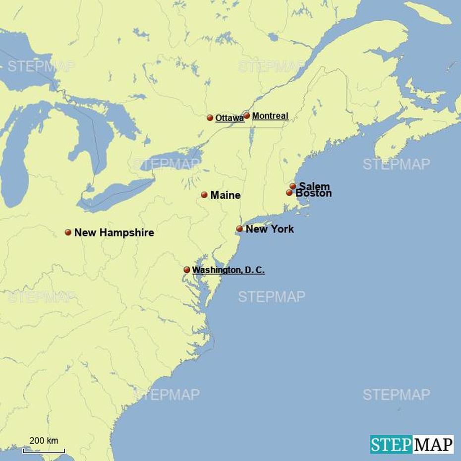 Stepmap – Salem, Usa – Landkarte Fur Nordamerika, Salem, United States, Salem Ma, Wssu