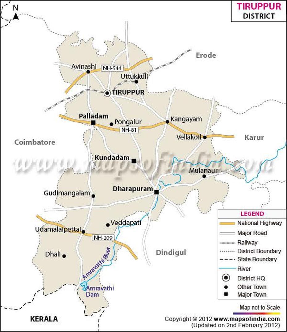 Tiruppur District Map, District Map Of Tiruppur, Tamil Nadu, Tiruppūr, India, Guntur City, Tiruppur  District