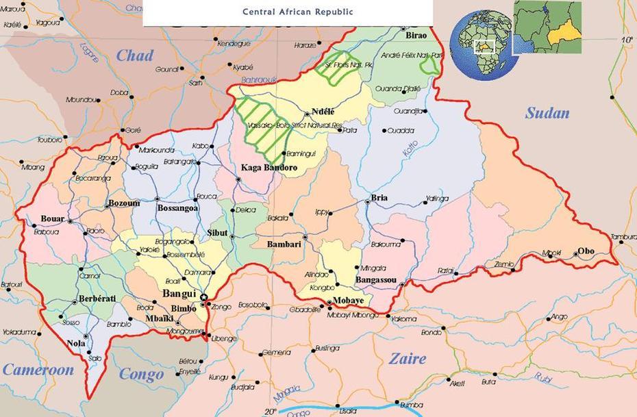 Bangui Map, Nola, Central African Republic, Central African Republic Cities, Central Africa Countries