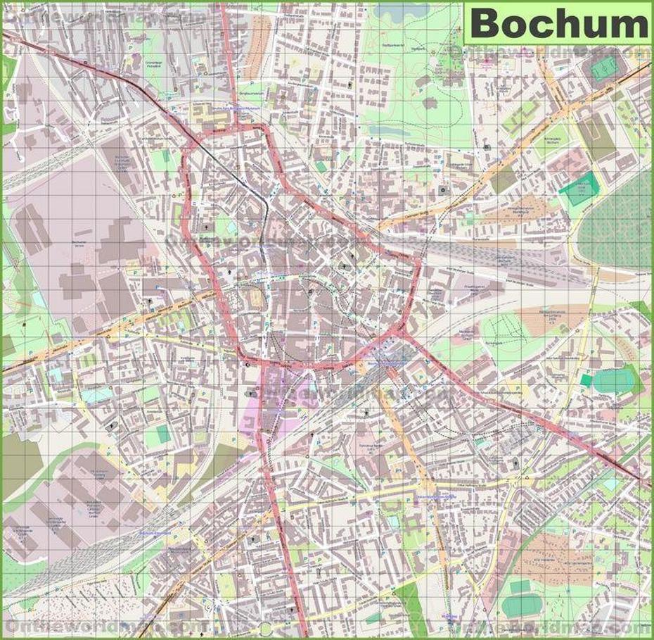 Bochum Karte, Dortmund Germany, Bochum, Bochum, Germany