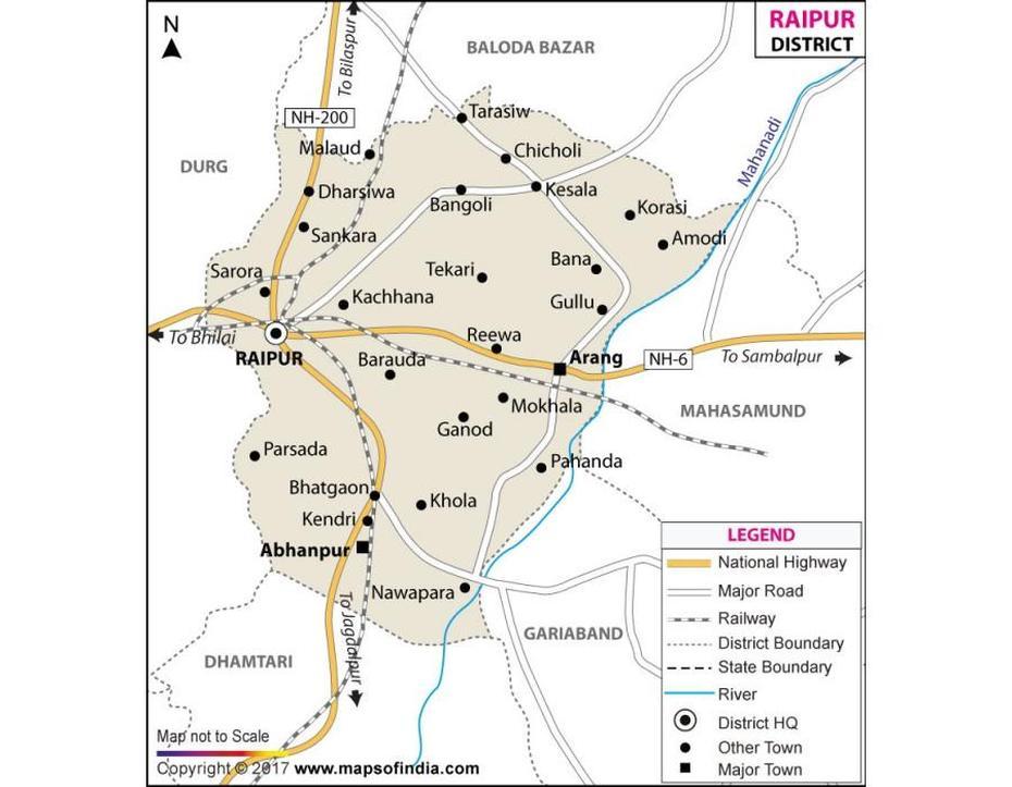Buy Raipur District Map Online, Raipur, India, Bhopal India, Allahabad India