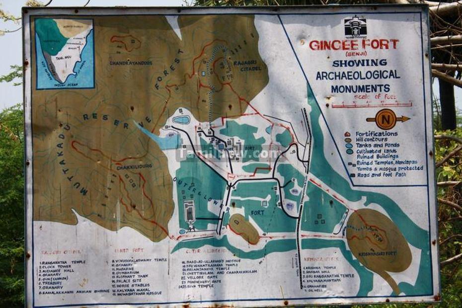 Gingee Fort Map At The Entrance, Gingee, India, Gingee Port, Thiruvannamalai Girivalam