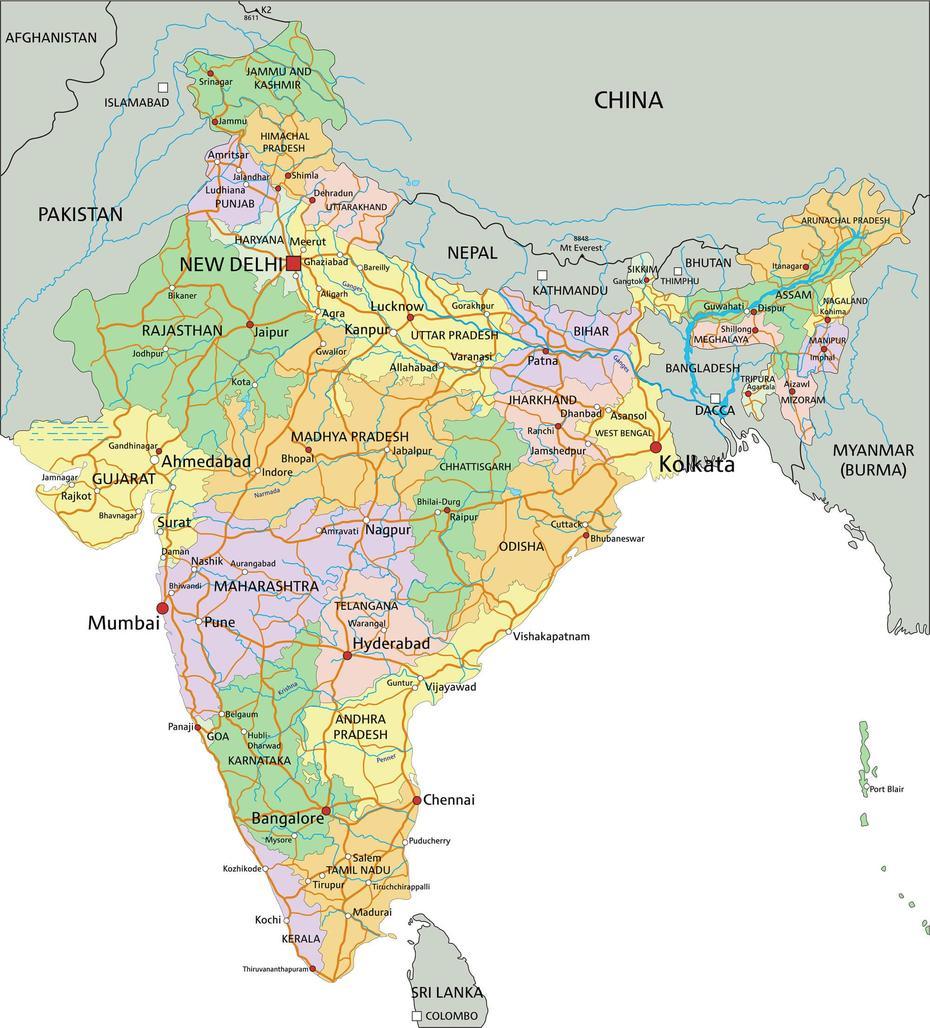 Map Of India – Guide Of The World, Ātmakūr, India, Ātmakūr, India