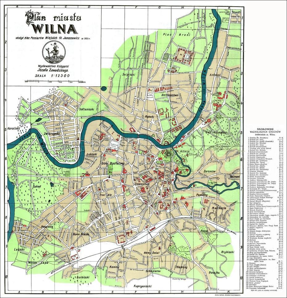 Map Of Vilnius, Lithuania, Vilnius, Lithuania, Lithuania  In Europe, Vilnius City