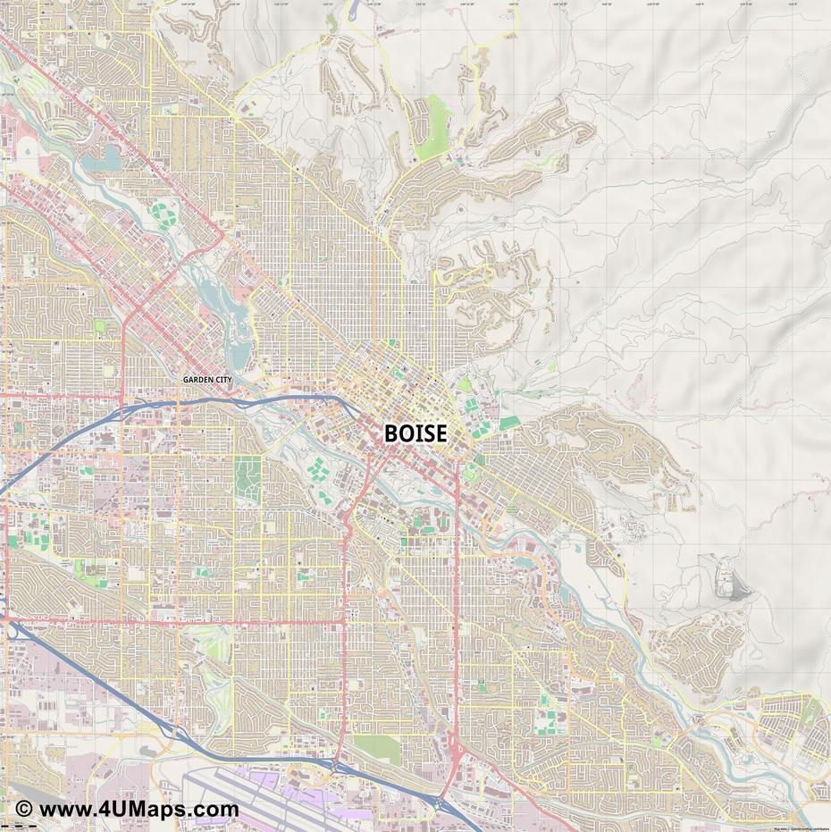 Pdf, Svg Scalable City Map Vector Boise, Boise, United States, Boise State University, Boise Bench