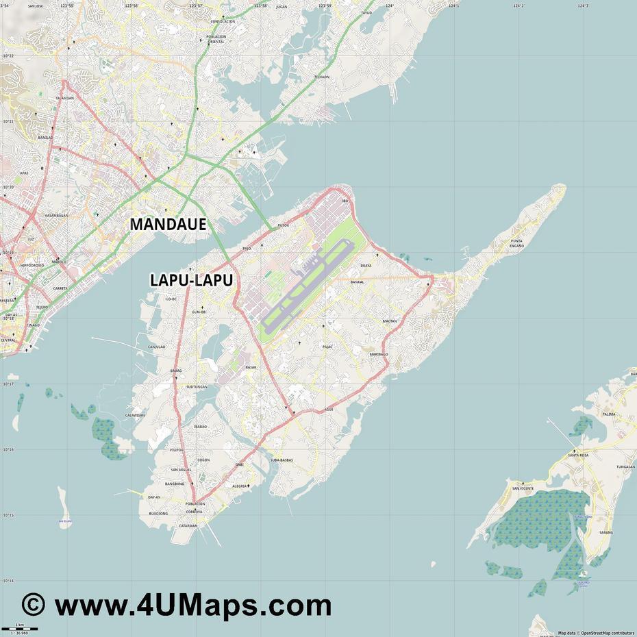 Pdf, Svg Scalable City Map Vector Lapu Lapu City, Lapu-Lapu City, Philippines, Mactan Philippines, Cebu Island Philippines