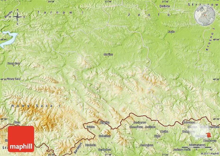 Physical Map Of Gorlice, Gorlice, Poland, Tarnow Poland, Czarne Poland