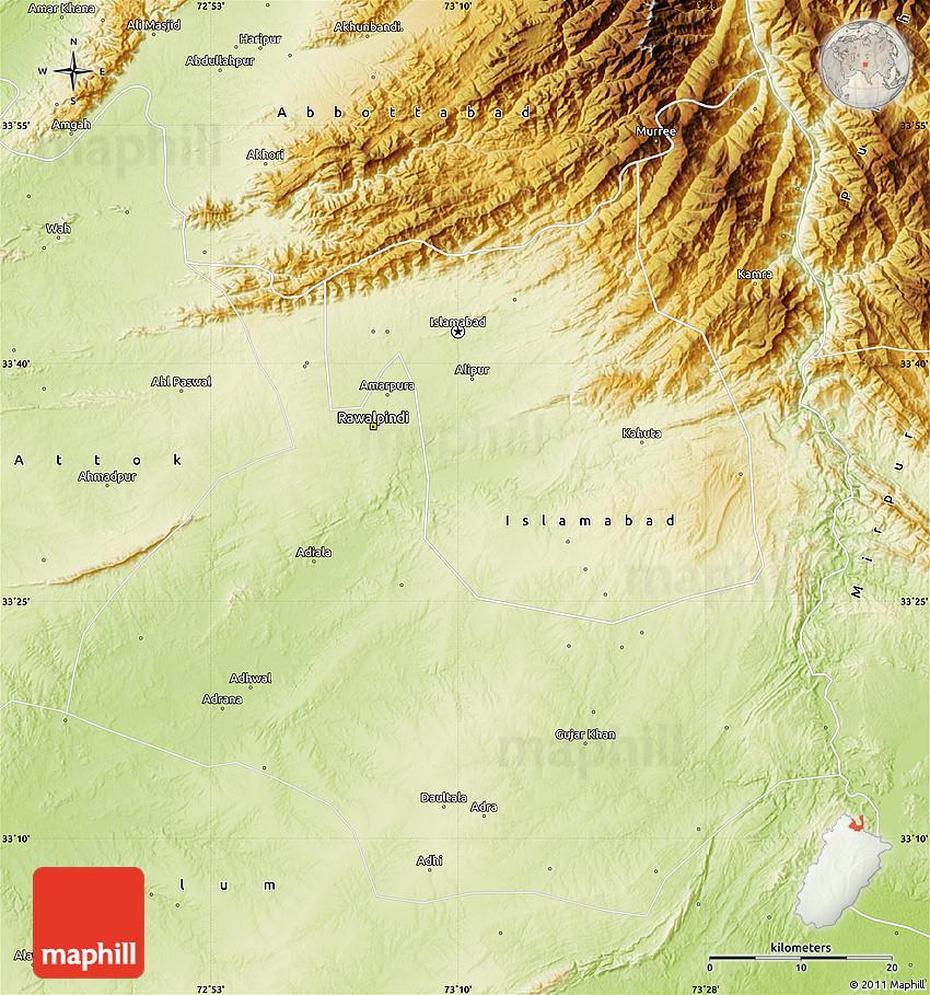 Physical Map Of Rawalpindi, Rawalpindi, Pakistan, Hyderabad Pakistan, Multan Pakistan