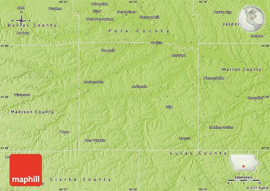 Physical Map Of Warren County, Warren, United States, United States World, Basic United States