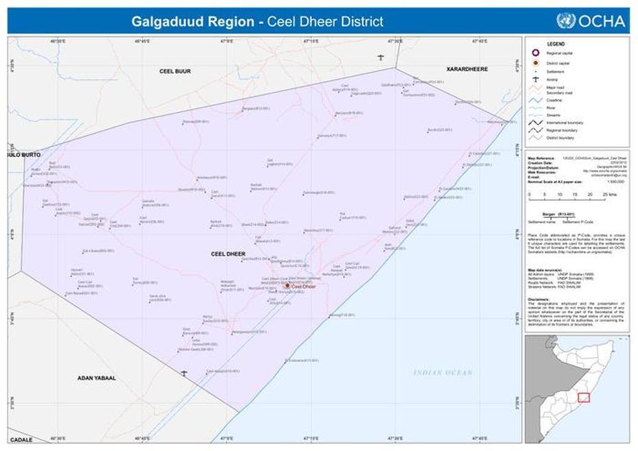 Somalia Reference Map – Ceel Dheer District (22 Feb 2012) – Somalia …, Ceel Baraf, Somalia, Qardio, Tobler Ceel