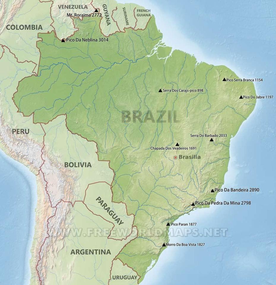 World Maps Library – Complete Resources: Brazil Physical Features Map, Castelo, Brazil, Rio, Brazil Capital