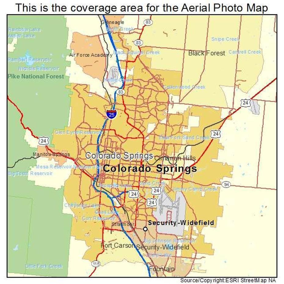 Aerial Photography Map Of Colorado Springs, Co Colorado, Colorado Springs, United States, United States  Denver, United States  Close Up