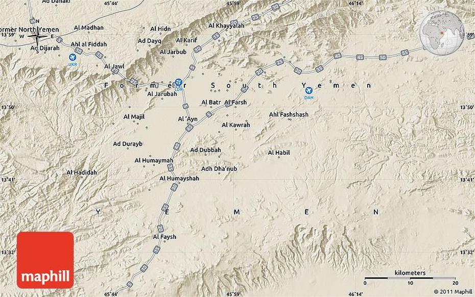 B”Shaded Relief Map Of Al Bayda”, Al Bayḑā’, Yemen, Yemen Governorates, Houthis