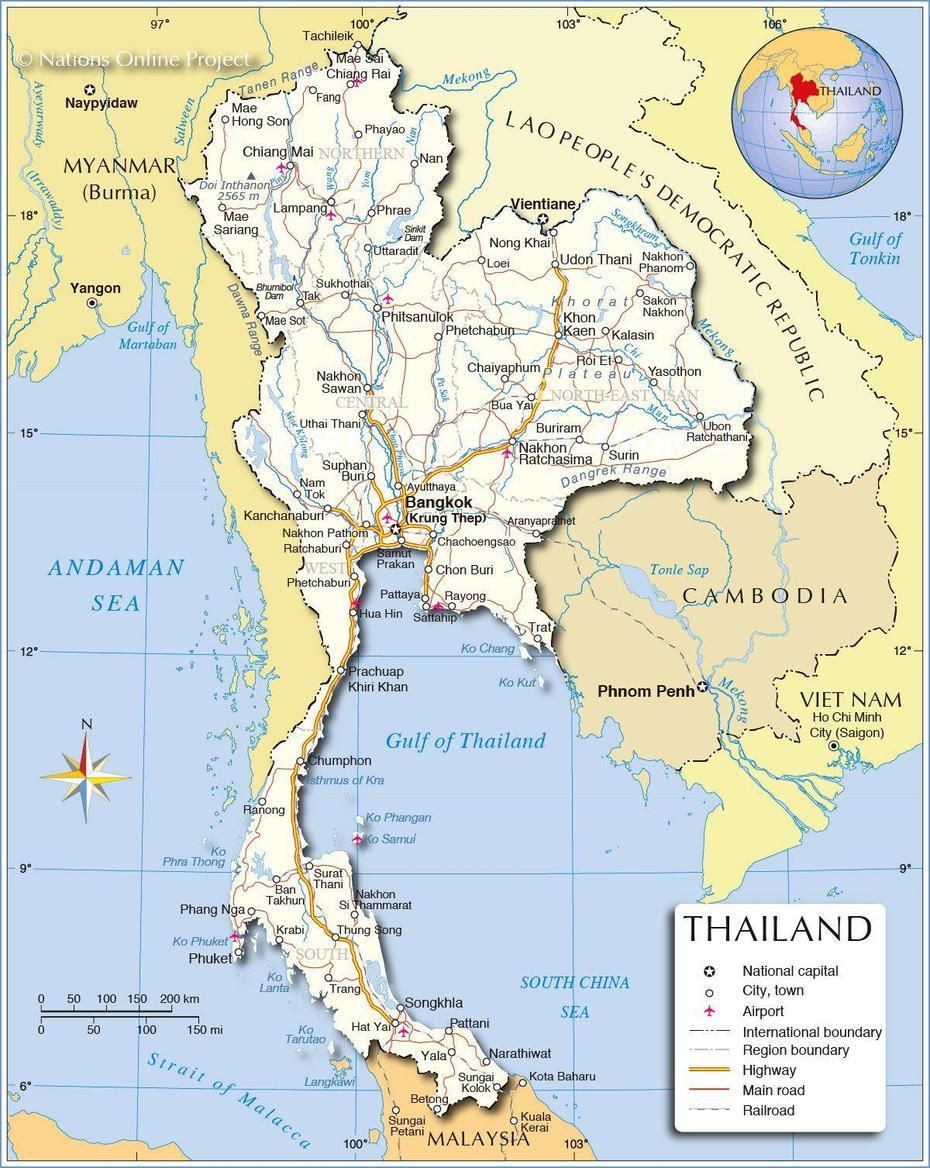 Carte Geographique De La Thailande Archives – Voyages – Cartes, Ban Ang Sila, Thailand, Ban Phe Thailand, Ban Chang Thailand