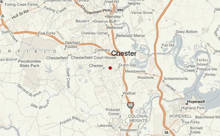 Chester, Virginia Location Guide, Chester, United States, United States  Colored, United States  With Capitals Only