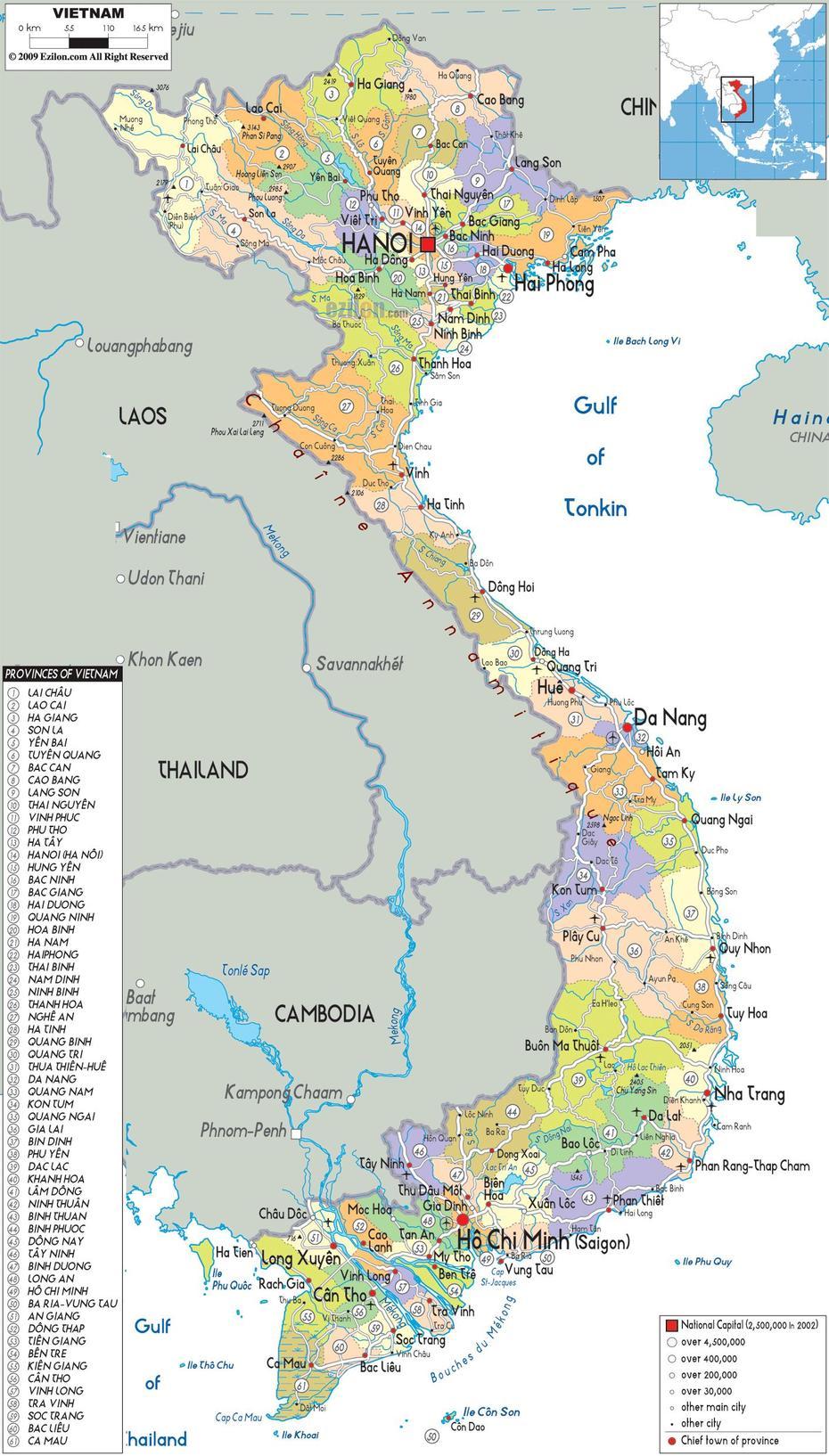 Detailed Political Map Of Vietnam – Ezilon Maps, Di Linh, Vietnam, Ninh Binh, Long Binh Vietnam