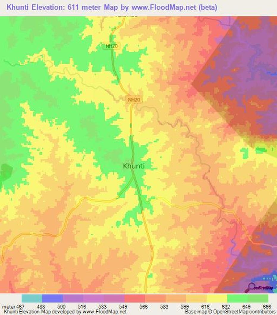 Elevation Of Khunti,India Elevation Map, Topography, Contour, Khunti, India, Khunti, India