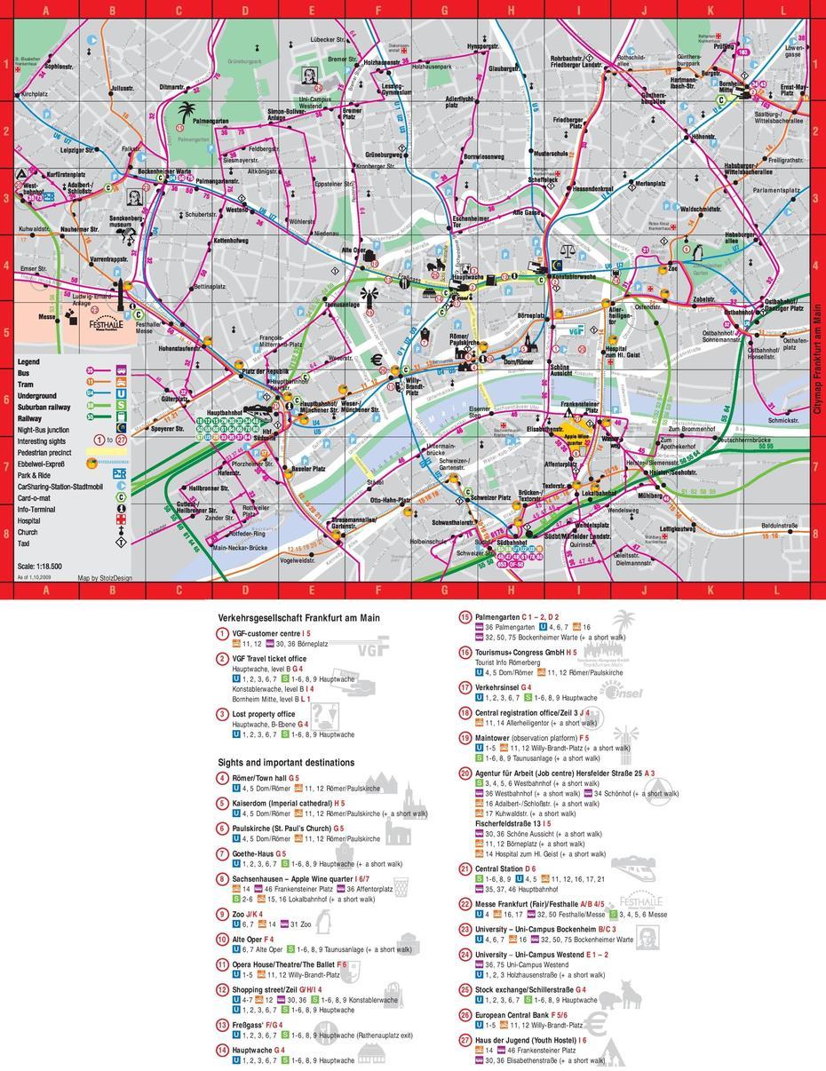 Frankfurt Sightseeing Map, Frankfurt, Germany, Frankfurt Germany Images, Germany  Printable