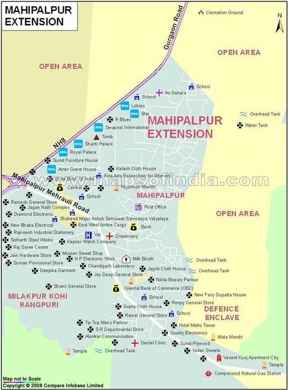 Mahipalpur Extention Map, Makhdumpur, India, Di  Mani, India  With Cities