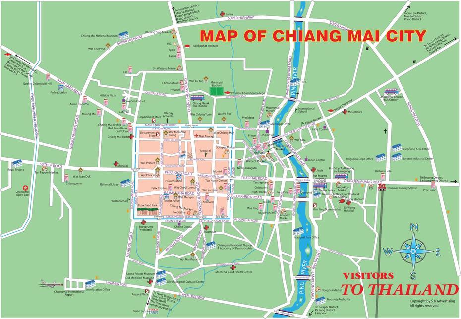 Map: Chiang Mai, Chiang Mai, Thailand, Chiang Mai Street, Chiang Mai Tourist