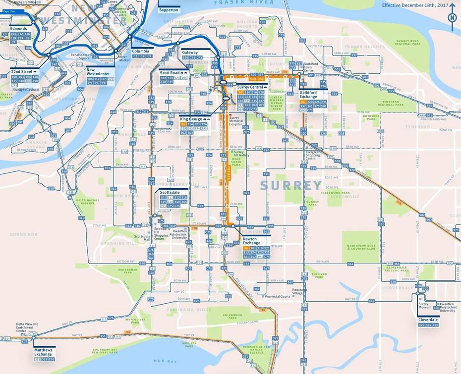 Surrey Transport Map, Surrey, Canada, Surrey Location, Surrey Bc Street