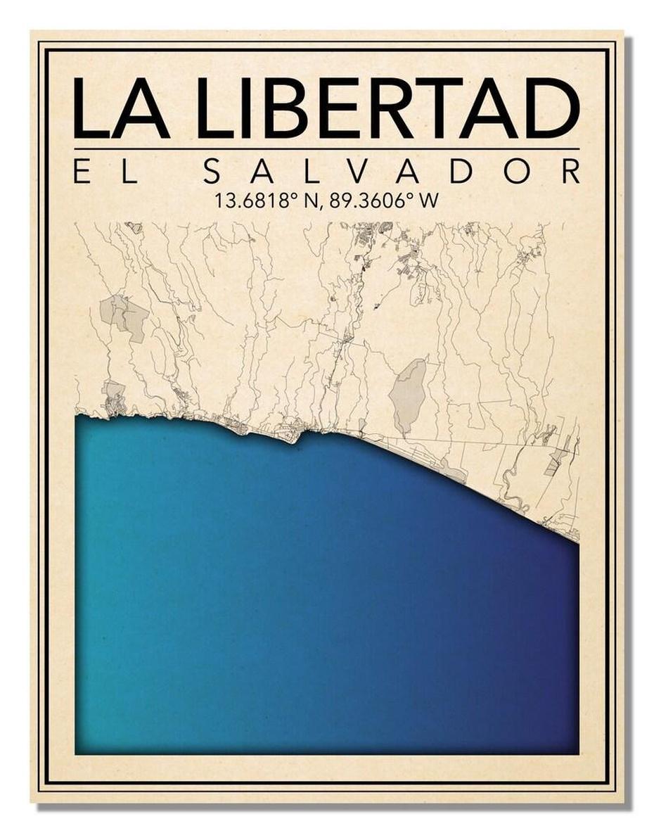 Wall Art Map Print Of La Libertad El Salvador | Etsy, La Libertad, El Salvador, Ciudad Arce La Libertad, El Salvador Road