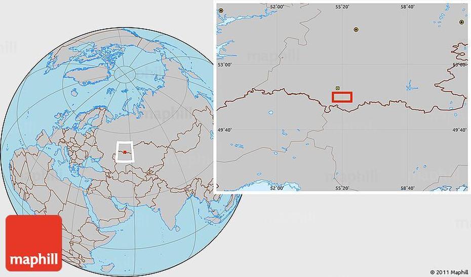 B”Gray Location Map Of Sol-Iletsk”, Sol’-Iletsk, Russia, Orenburg  Oblast, Black Dolphin Prison Russia