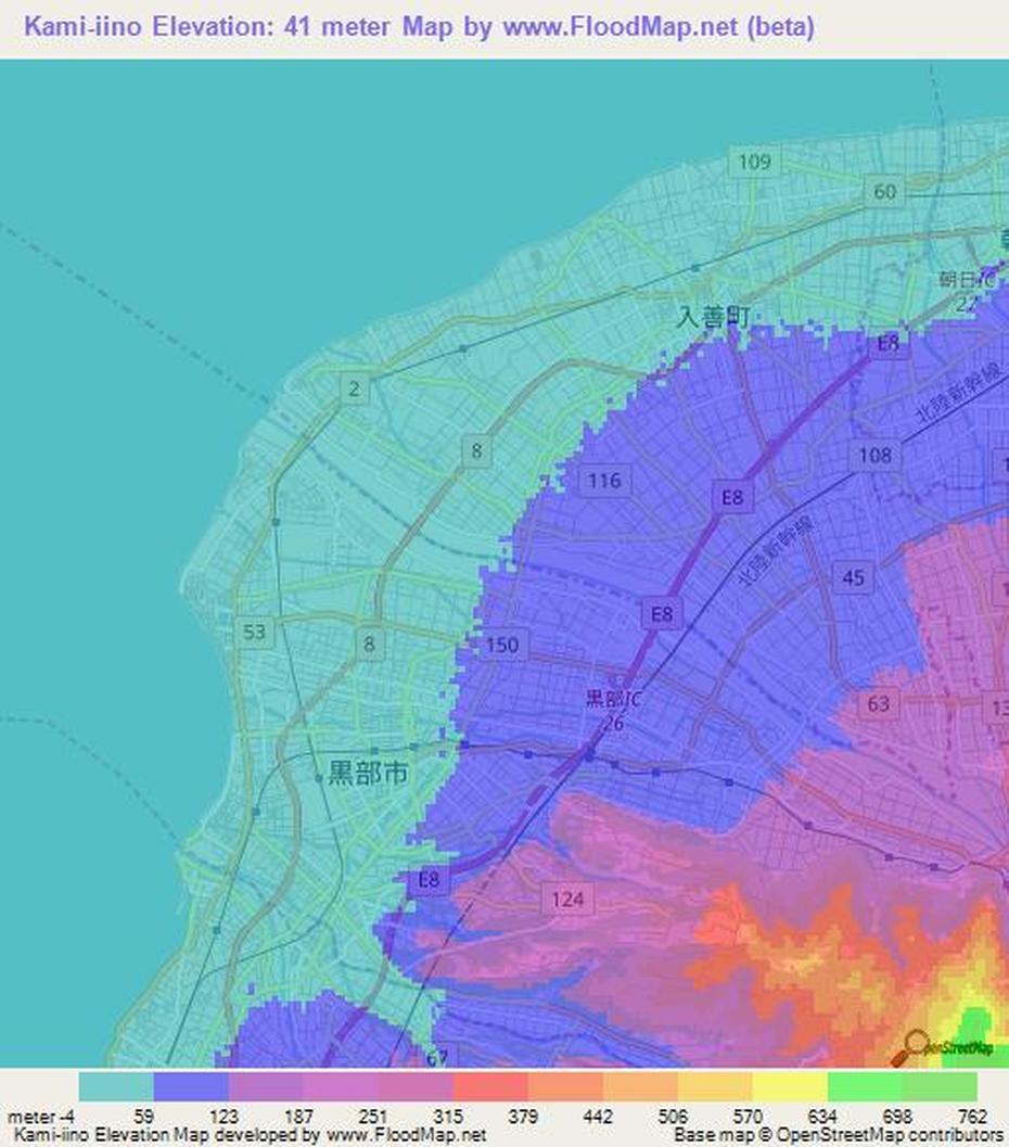 Elevation Of Kami-Iino,Japan Elevation Map, Topography, Contour, Kami, Japan, Kami Religion, Kami Mask