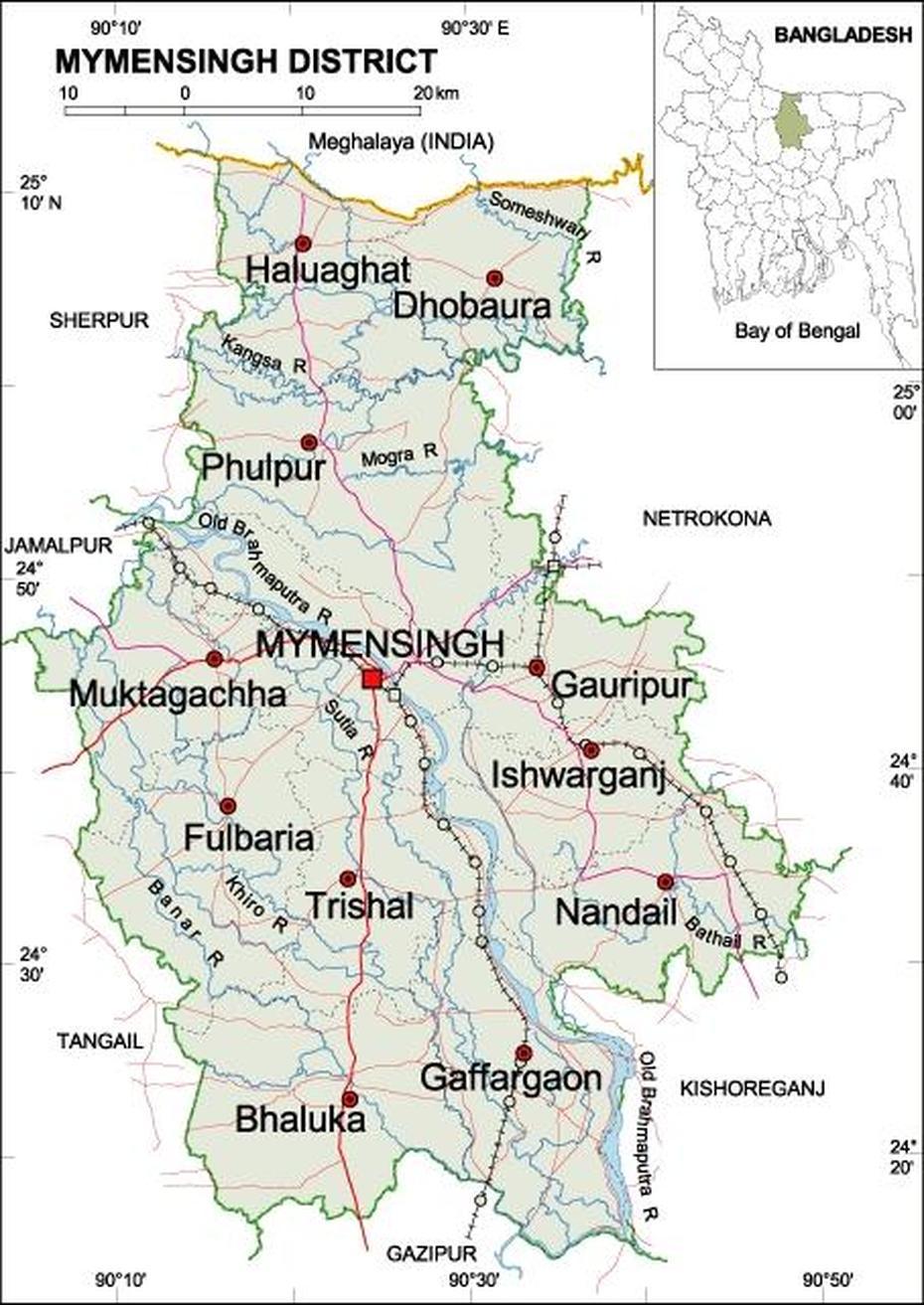 Eviewbangla: About Mymensingh District With Map., Mymensingh, Bangladesh, Mymensingh City, Bangladesh Districts