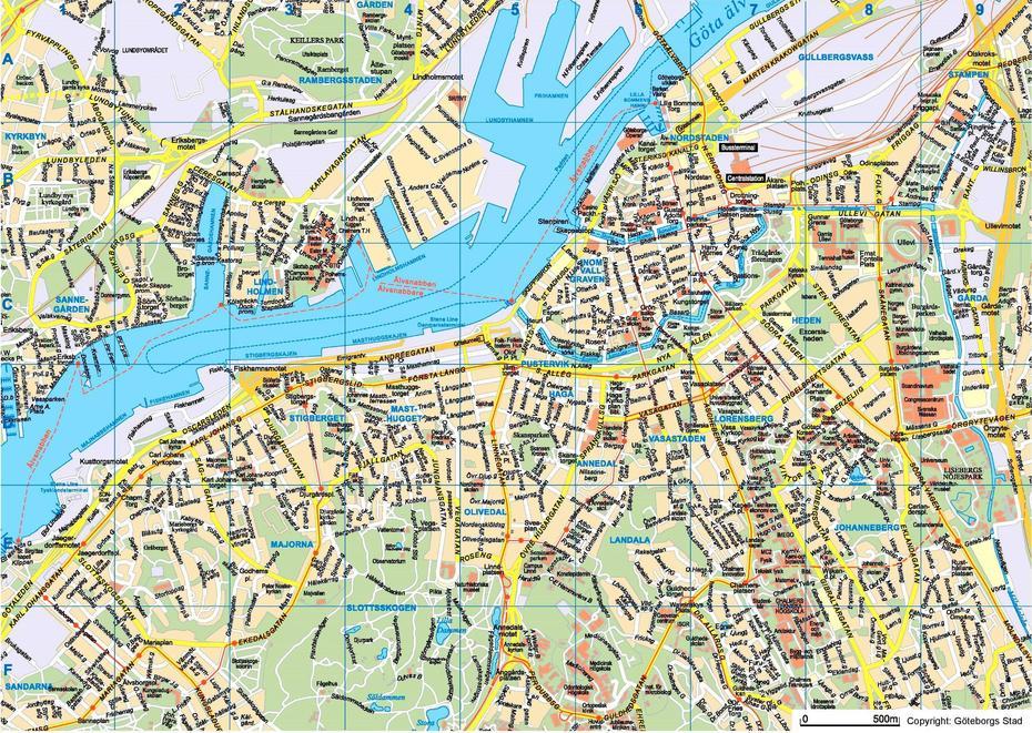 Gothenburg Tourist Map, Gothenburg, Sweden, Goteborg, Goteborg Sweden