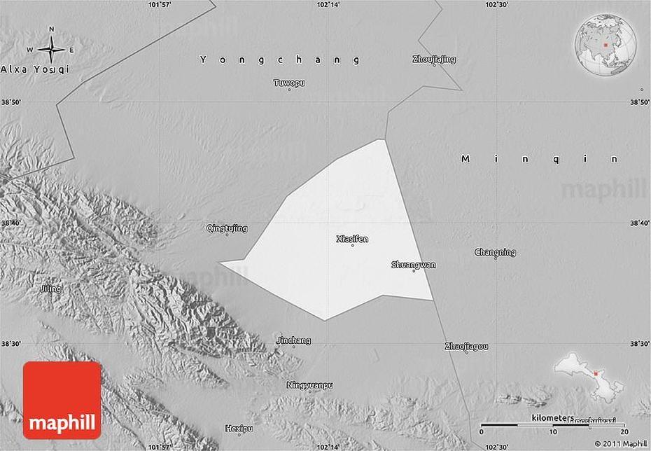 Gray Map Of Jinchang Shiqu, Jinchang, China, Shaoxing China, Fuzhou China