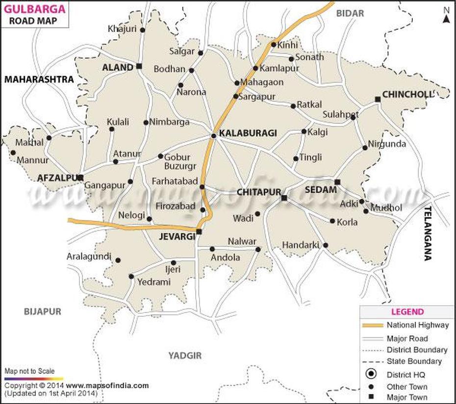 Gulbarga Road Map, Gulbarga, India, Gulbarga Airport, Jami Masjid Gulbarga