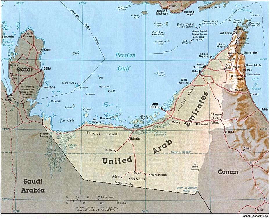 Large Detailed Road And Political Map Of United Arab Emirates. United …, Madīnat Zāyid, United Arab Emirates, United Arab Emirates On World, United Arab Emirates Location