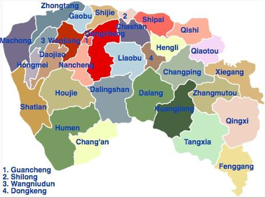 Manufacturing Sectors Of Dongguan, District By District …, Donggou, China, China  By Province, China  With Flag