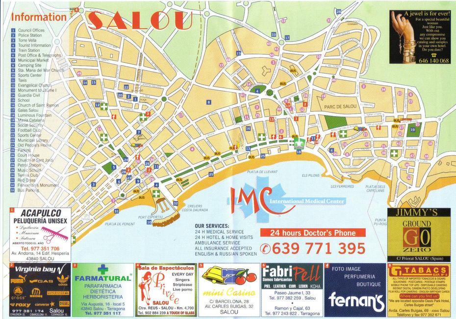 Mapa De Salou, Salou, Spain, Torremolinos Spain, Street  Of Salou