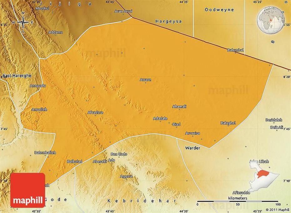 Political Map Of Degehabur, Physical Outside, Degeh Bur, Ethiopia, Ethiopia River, Printable  Of Ethiopia