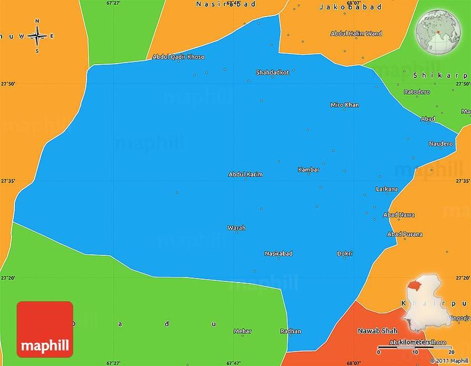 Political Simple Map Of Larkana, Larkana, Pakistan, Larkana City, Larkana Sindh